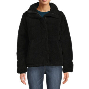 $300 NWT S13 New York Lilly Sherpa Puffer Jacket Women’s S Black Faux Shearling